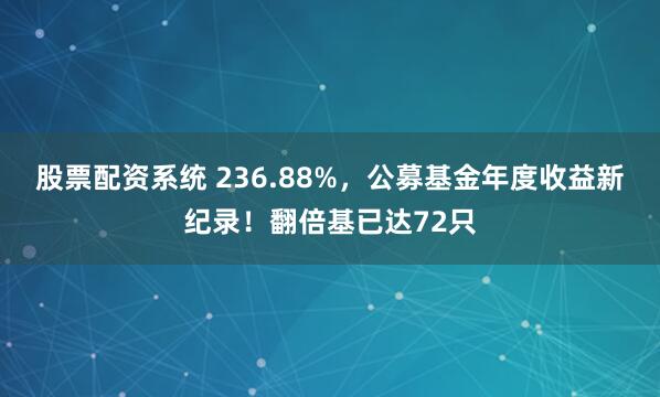 股票配资系统 236.88%，公募基金年度收益新纪录！翻倍基已达72只
